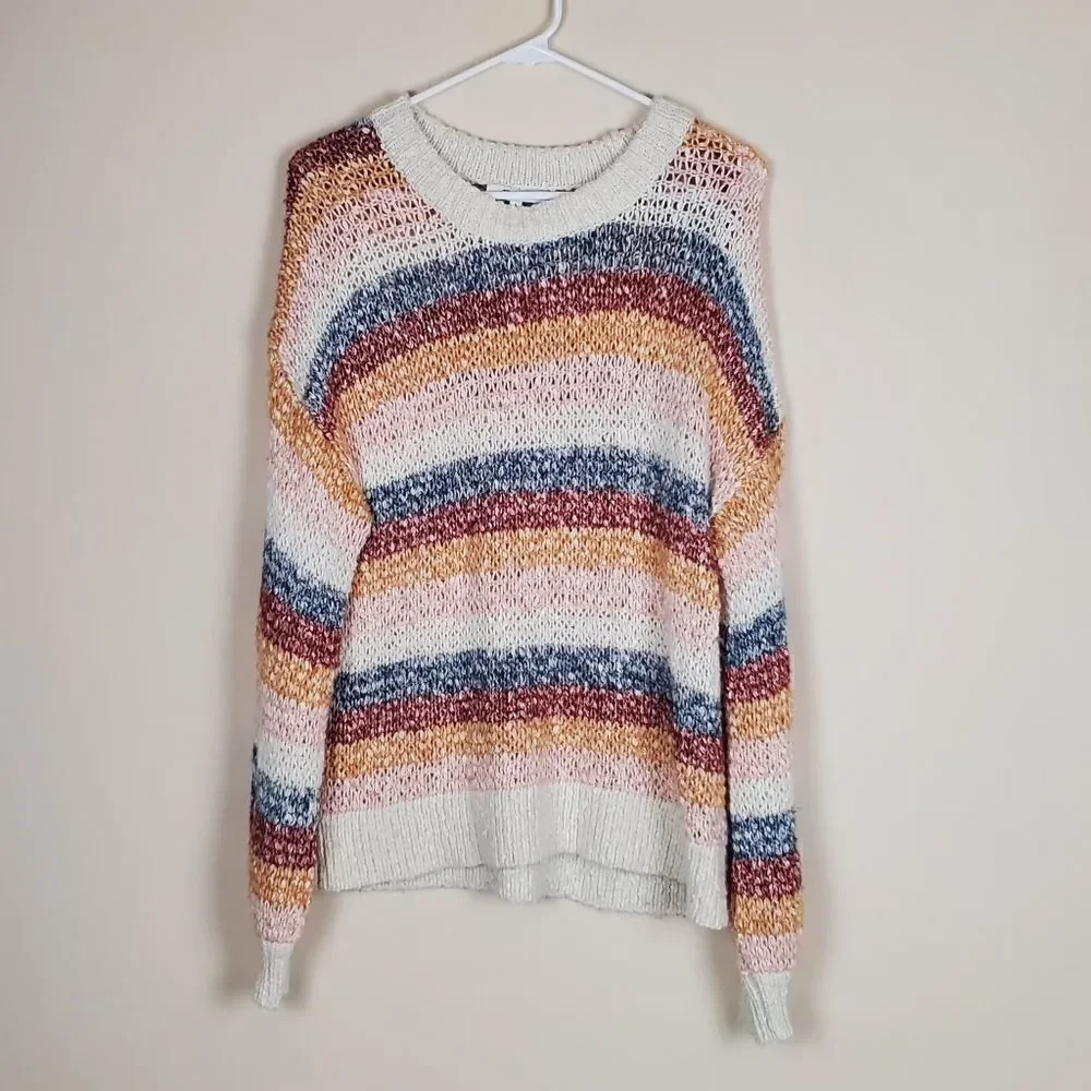 Madewell Baez Multicolor Stripe Pullover Sweater